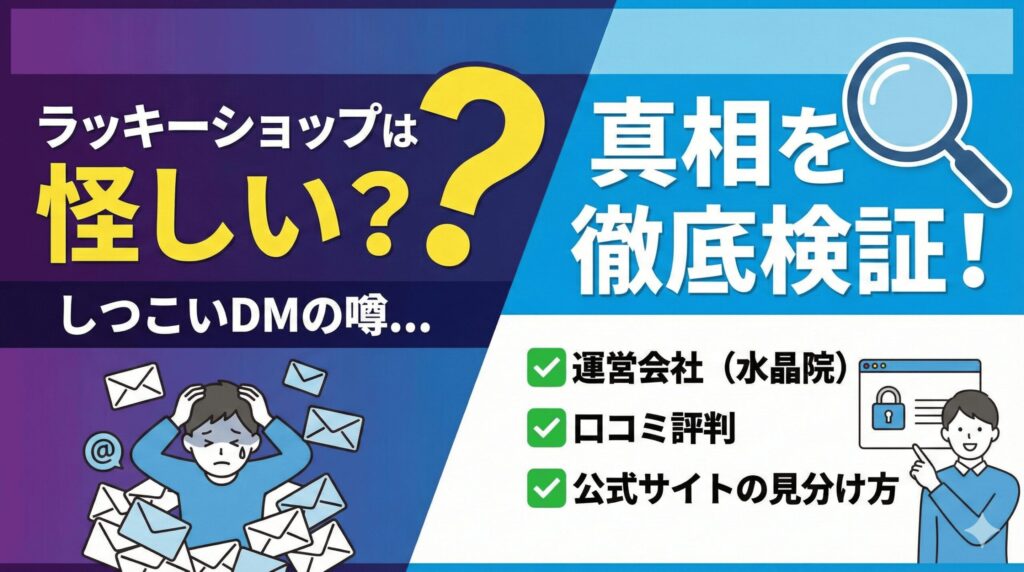 ラッキーショップは怪しい？しつこいDMの真相・運営会社（水晶院）・口コミ評判を徹底検証｜公式サイトの見分け方も解説